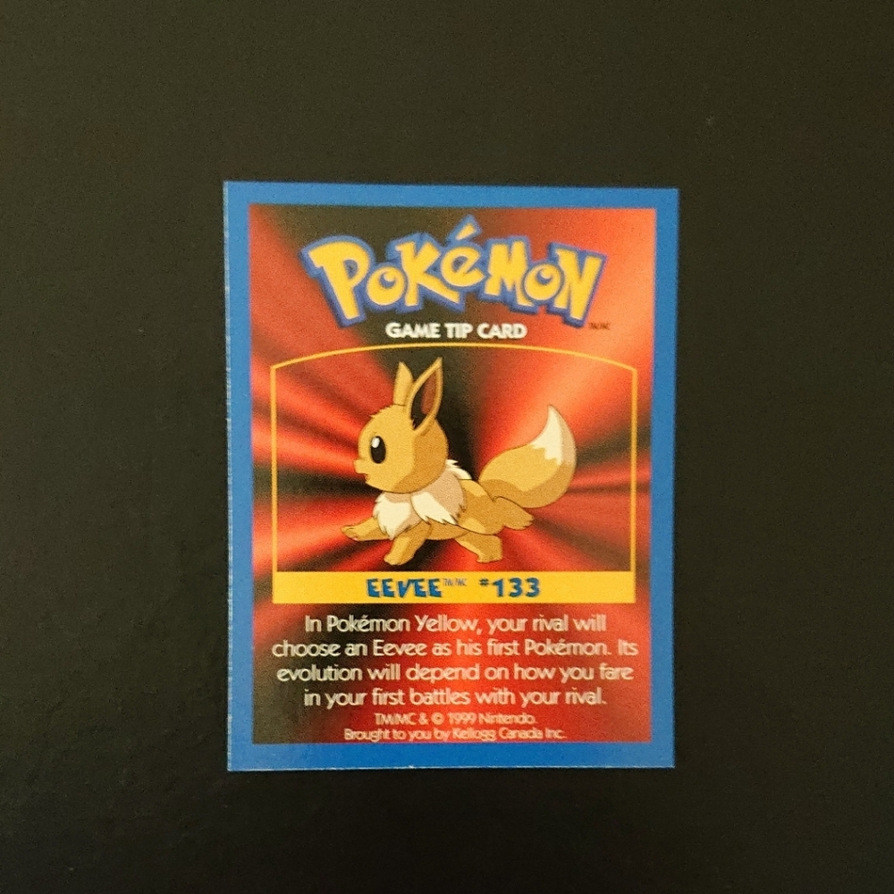Pokemon Eevee Game Tip Card - Kelloggs Nintendo